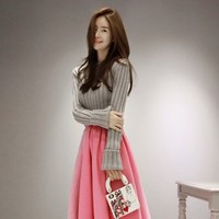 韩国代购2015秋冬季新款修身保暖纯色针织衫纯棉韩版毛衣女装