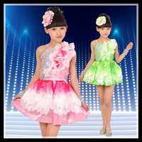 六一儿童女童花瓣演出服装幼儿园现代舞台服舞蹈裙跳舞衣服蓬蓬裙