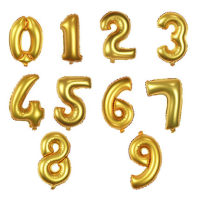 16寸金银色数字进口铝膜箔氢气球 节日婚庆生日周岁庆典装饰布置