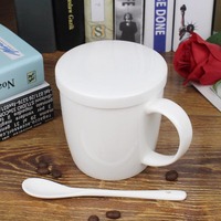 简约骨瓷马克杯办公室水杯子陶瓷带盖勺创意大容量喝水咖啡情侣杯