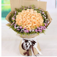 香槟玫瑰40枝 高档韩版花束 哈尔滨艺星鲜花 爱情祝福生日花束