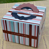 蛋糕包装盒烘焙包装6寸8寸条纹慕斯蛋糕生日手提礼品盒外带盒