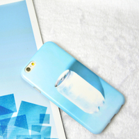 青丙|苹果iphone6/6s plus手机壳时尚蓝色文艺磨砂硅胶套透明情侣
