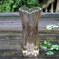 加厚水晶琉璃色玻璃花瓶水培花器摆件金色凤尾花瓶送礼花瓶
