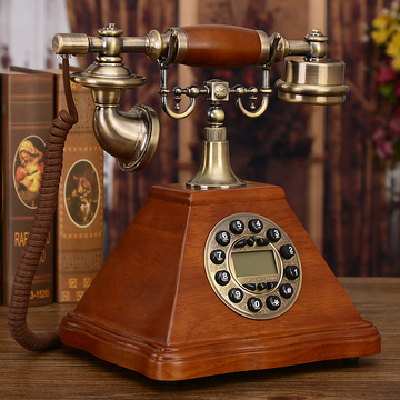 慕臻欧式仿古实木电话机座机复古时尚创意美式家用固话来显电话机