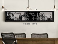 横幅黑白装饰画建筑风景纽约简约现代客厅壁画有框挂画办公室酒吧