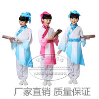 儿童表演服装男童古装汉服演出服幼儿女童国学书童三字经