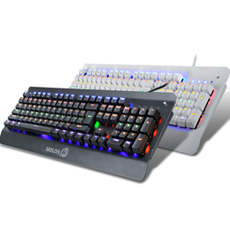 104键无冲金属键盘 LOL/DNF游戏竞技PK机械键盘青轴 七彩背光