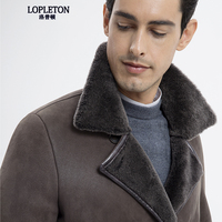 洛普顿 男装皮毛一体 男士真皮皮衣外套 绵羊加厚保暖中长款大衣