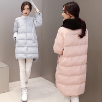 2015冬装新款无领韩版修身棉衣女士中长款加厚羽绒棉服棉袄外套潮