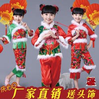 儿童舞蹈服女童汉族秧歌舞演出服幼儿民族舞圣诞元旦喜庆表演服装