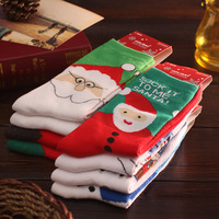 批发圣诞节麋鹿全棉袜子纯棉中筒袜秋冬季女袜可爱圣诞老人雪花