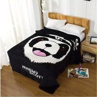 潮牌熊猫阿迪法兰绒毯三叶草毛毯夏季午睡空调毯子学生单人毯床单