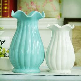 白色蓝色陶瓷花盆花壶插花瓶花器园艺家居装饰客厅餐桌摆设件花瓶