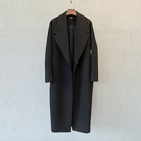 【90 POUNDS定制】 高级定制大牌质感纯黑色超长款茧型羊绒大衣