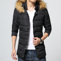 15冬季新品男士羽绒棉服外套修身中长款韩版带帽可卸加厚棉袄包邮
