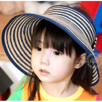 超赞！韩国精品春夏天儿童大沿草帽女宝宝女童可折叠遮阳沙滩帽子