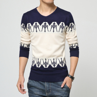 男装2015冬季男士毛衣V领修身韩版休闲针织衫青少年时尚潮毛线衣
