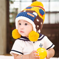 婴儿帽子秋冬款6-12个月宝宝帽子0-1岁男女童毛线帽冬季小孩帽子