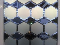 电视背景墙六边形镜加蓝镜艺术玻璃艺术拼镜工艺拼镜玻璃隔断玄关