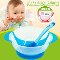 儿童餐具食饭碗宝宝硅胶吸盘碗套装婴儿喂食感温勺带盖子辅食碗勺
