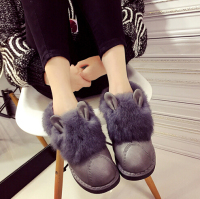韩版2015冬款豆豆鞋女棉加绒兔耳朵 棉鞋保暖面包鞋加厚毛毛棉靴