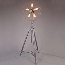 北欧工业LOFT复古电风扇落地灯 创意个性铁艺三脚架美式灯具客厅