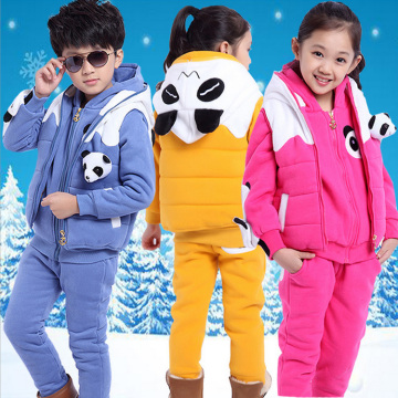 男女童冬装童装卡通运动保暖纯棉三件套中大儿童加绒加厚卫衣套装