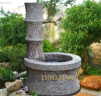 石雕洗手盆 拖把池 喷泉 喷水池花园流水摆件庭院水龙头 石头花盆