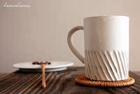zakka陶瓷咖啡杯 粗陶日式文艺复古水杯纯手工茶杯条纹礼物 包邮