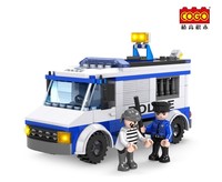 乐高式COGO积高积木拼装拼插男孩儿童益智力玩具警察紧急救援警车