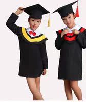 新款儿童博士服表演服 幼儿园毕业典礼照学士服演出服送博士帽