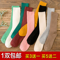 韩版女士堆堆袜夏季薄款中筒棉袜复古森系短靴袜子日系纯色长筒袜