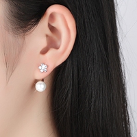 日韩国时尚母贝珍珠耳钉耳环S925纯银耳坠女气质百搭耳挂简约甜美