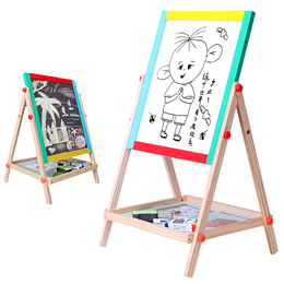 亲时大号实木儿童画板画架 升降小黑板支架式家用磁性画画写字板