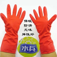 防水手套洗碗加绒橡胶手套洗衣塑料塑胶乳胶家务手套加长加厚批发