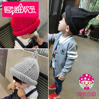 秋冬新款儿童帽子韩版保暖装饰毛线帽宝宝针织帽婴幼儿卷边奶嘴帽