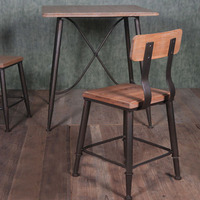 美式乡村做旧铁艺实木椅子餐厅奶茶店餐椅快餐店椅子休闲椅可定做