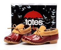 美国Totes时尚干爽舒适撞色防滑户外功能防水猎鸭嬉水鞋橡胶雨鞋
