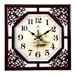 七王星山水画艺术挂钟 客厅静音钟表 中式创意石英钟装饰墙钟挂表