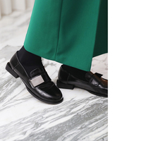 DHOLIC/日本代购冬装新款独特方形鞋跟皮鞋女s47126