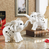 结婚礼物送朋友高档礼品 如意陶瓷夫妻大象家居家装饰品客厅摆件