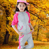 2015新款女童套装秋外套运动休闲长袖儿童秋装中大童卫衣两件套