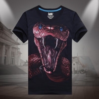 草派2015年夏季新款3D立体t恤男 青少年t恤男短袖夏季3D效果蛇2色