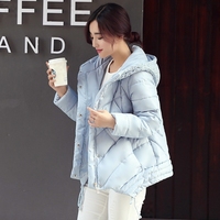 2015女装新款韩版小清楚冬季羽绒棉衣长袖连帽领修身款不对称棉服