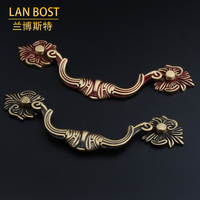 Lanbost欧式奢华复古纯铜橱柜拉手仿古美式抽屉全铜门把手玫瑰金