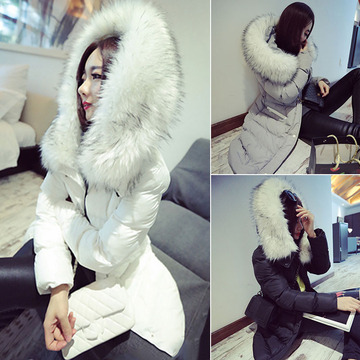 冬装新款女装韩版时尚百搭中长款大毛领保暖修身长袖棉服外套棉衣