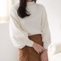 2015冬季新款韩版显瘦休闲蝙蝠袖套头毛衣女灯笼袖长袖针织衫上衣