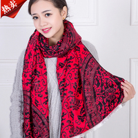新款高档保暖女秋冬季羊绒围巾披肩 中国风长款加厚冬天羊毛围巾