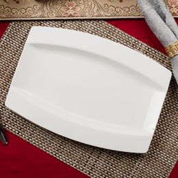 鱼盘 鱼碟 陶瓷 骨瓷纯白色可微波 长方形鱼盘 12寸大鱼盘